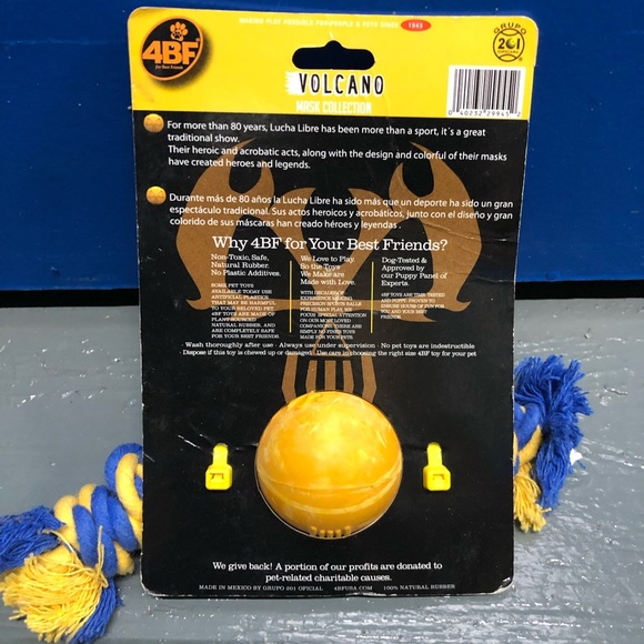 4BF Lucha Libre Mask Dog Toy - Volcano Chewing Non Toxic Rubber - Picture 2 of 2